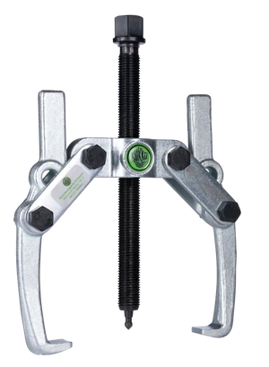 Heavy-duty two-jaw gear puller with steel arms and threaded center bolt