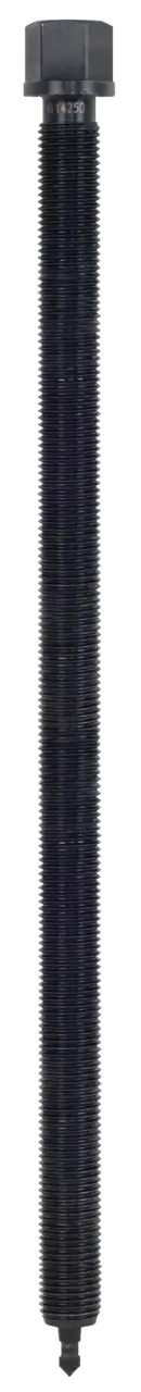 Heavy-duty black threaded bolt with hex head for industrial shop tools