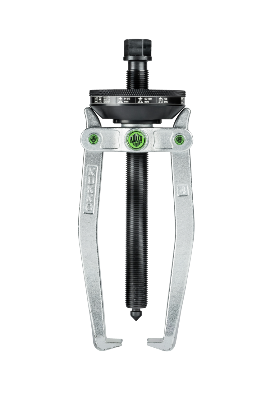 kukko 220-4 2-jaw puller with conical self-tensioning, up to 150 mm spread, 170 mm reach for concentric removal of bearings, gears, and discs in all common sizes for crafts, workshops, and indu