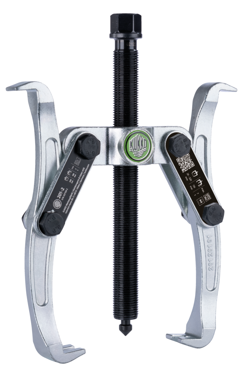 kukko 201-2 2-armed lug puller 220 x 130 mm with oscillating and reversible puller legs for centric pulling of bearings, gears, and discs in all common sizes for craft, workshop, and industry