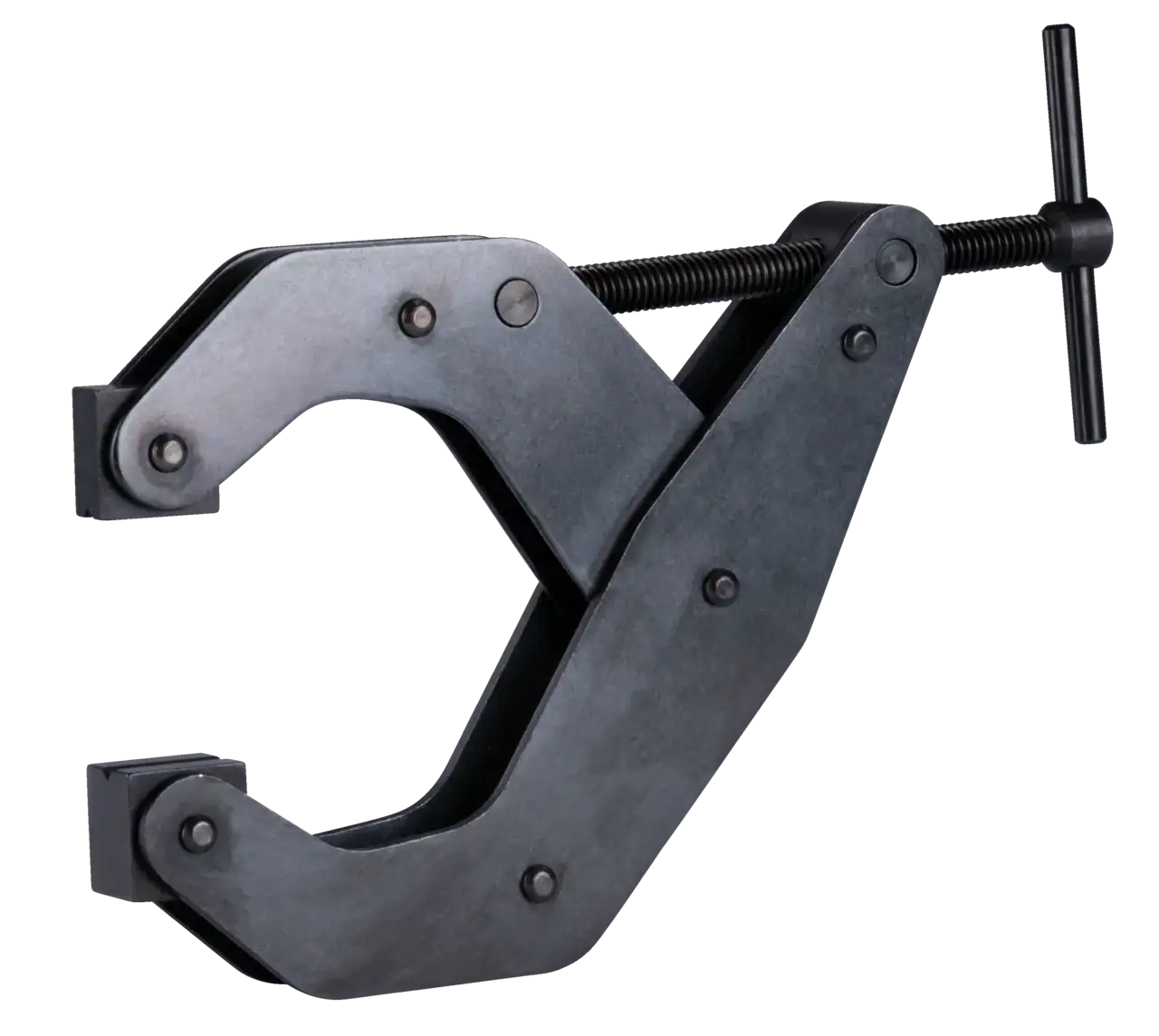 Heavy-duty C-clamp shop tool with adjustable screw, industrial steel construction