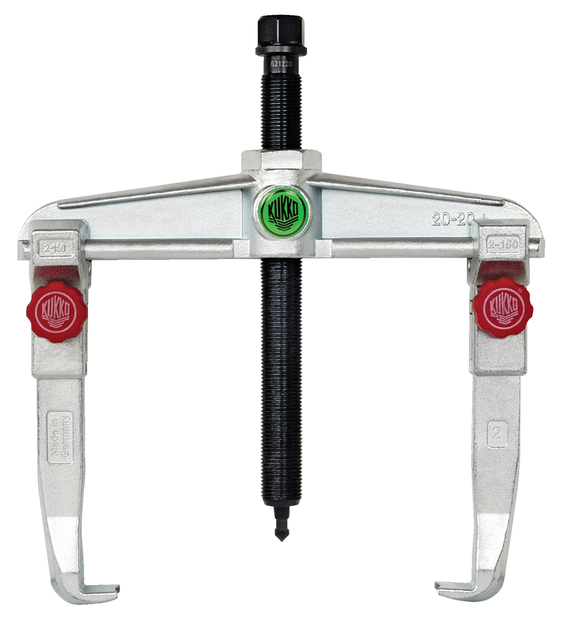kukko 20-20+ 2-arm universal puller 200 x 150 mm with quick-adjustable puller hooks for extracting bearings, gears, and discs in all common sizes for crafts, workshops, and industry