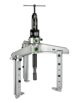 Heavy-duty three-jaw gear puller tool with adjustable arms for industrial use