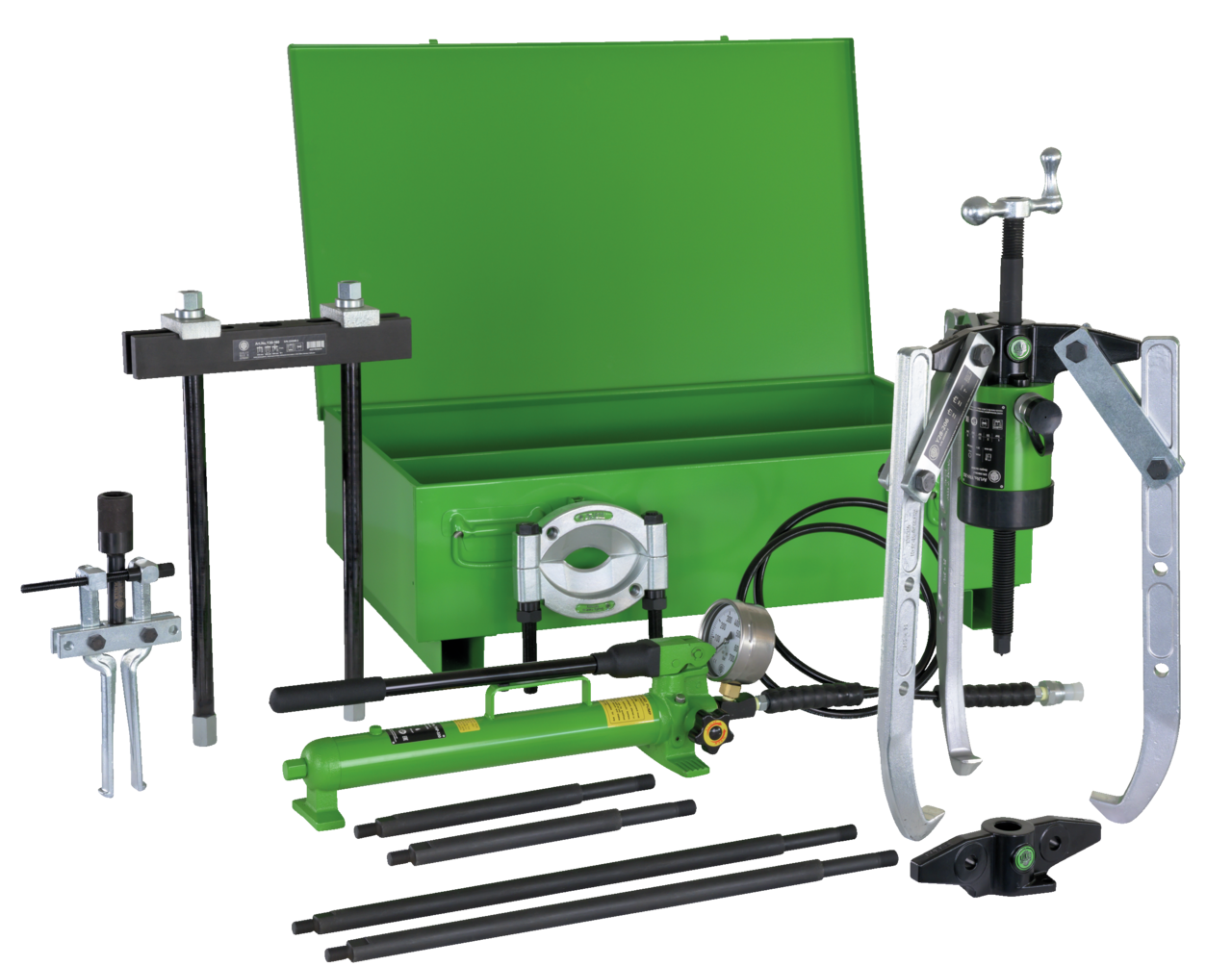 kukko y28-200 hydraulic universal puller set for pulling, separating, and internal extraction of particularly large and stuck bearings, gears, discs,