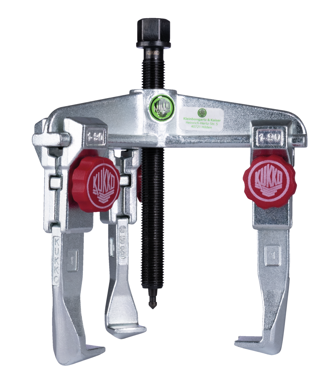 kukko 30-10+ 3-arm universal puller 120 x 100 mm with quick adjustable trigger hooks for pulling bearings, gears, and discs in all common sizes for craft, workshop, and industry