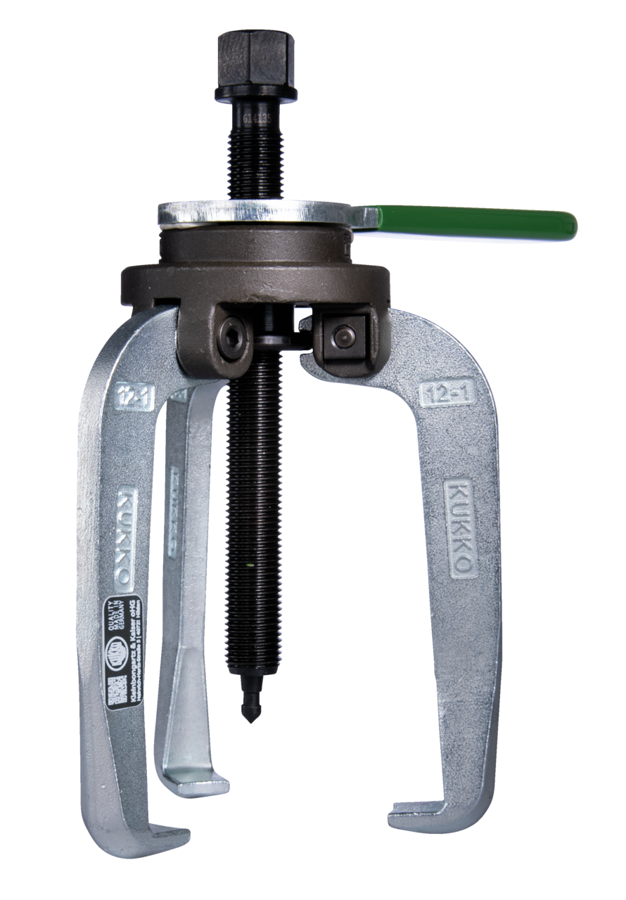 kukko 12-1 3-arm puller "alligator" 100 x 100 mm with fixed puller legs and anti-slip device for pulling particularly stubborn bearings, gears, and discs in all common sizes for craft, workshop, an