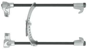 Heavy-duty steel bearing separator tool with threaded rods and adjustable jaws for industrial use