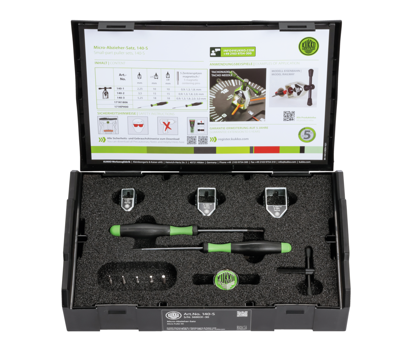 kukko 140-s micro puller for small parts, model making in set for pulling speedometer cables, pressure gauges, clocks, and similar parts