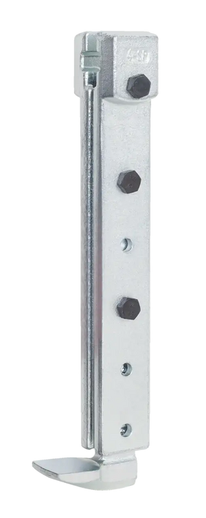 Adjustable metal support bracket with bolts for industrial or shop tool use