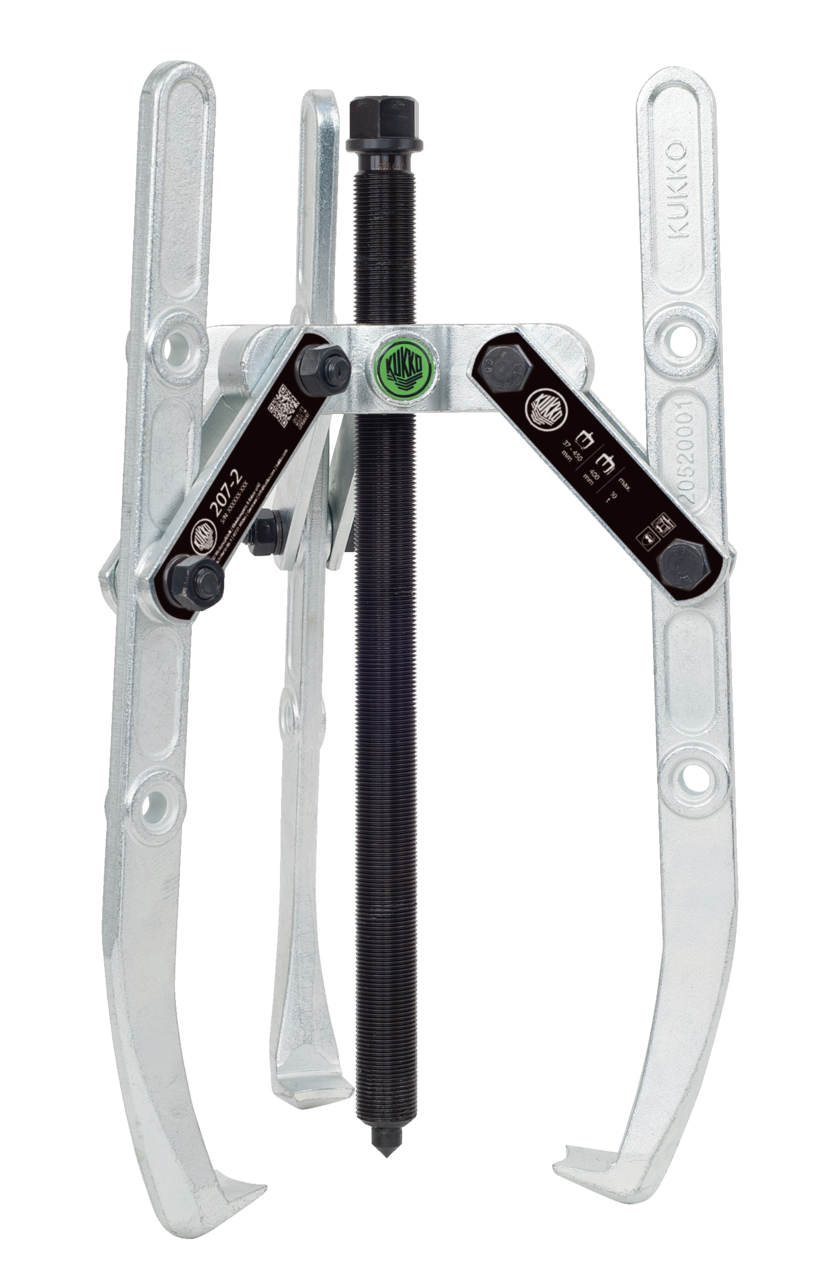 kukko 207-2 heavy-duty, 3-armed lug puller 450 x 400 mm with oscillating, height-adjustable puller legs and combination crosshead for concentric extraction of large bearings, gears, and discs in all common sizes for crafts, workshops,