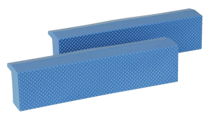 Textured blue plastic vise jaw pads for shop tool protection