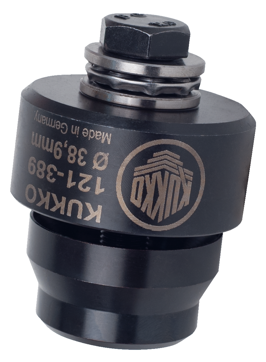 kukko 121-389 screw punch ø 38.9 mm for uniformly punching plastic support rods for distance sensors as well as for stamping holes in thin-w