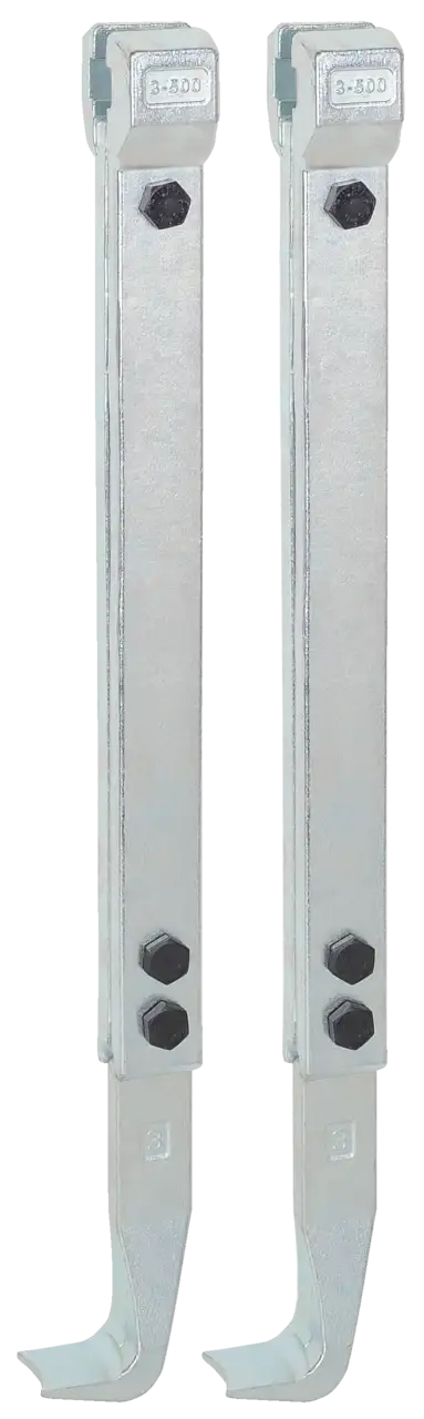 Pair of heavy-duty metal cable or conduit clamps with bolts for industrial installation