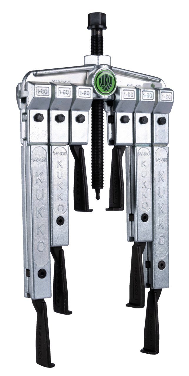 kukko 20-10-sp-t 2-arm universal puller 120 x 100 mm with extremely narrow puller hooks in set for safely removing gear wheels, bearings, pinions, synchronizer bodies, and similar components