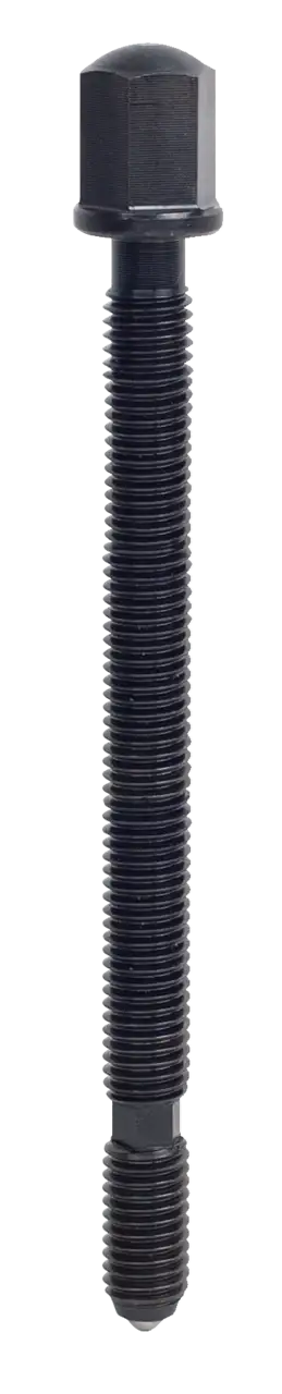 Black hex head industrial bolt with full threading for shop tools and machinery