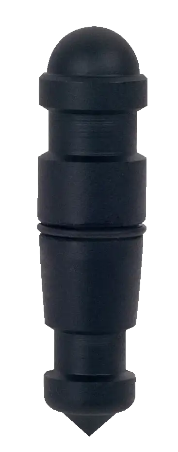 Black industrial plastic plug with ribbed design for shop tools or equipment sealing