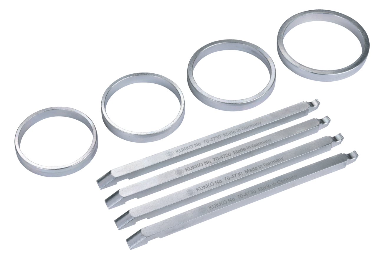 kukko 70-4730 pulling jaw set ball bearing iso 6014, 6015, 6016, 6017 for bearing pullers of series 70 and are used for non-destructive removal of deep groove ball bearings w