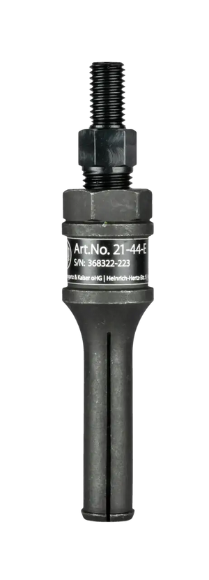 Heavy-duty industrial puller tool with threaded shaft and hex nut, labeled Part No. 21-44-E