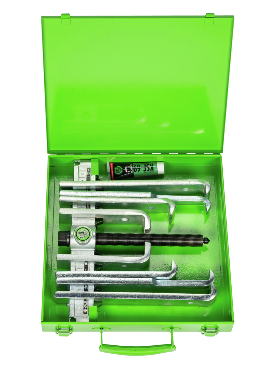 kukko 200-um 2-arm universal puller "economy" in metal case for pulling bearings, gears, and discs in all common sizes in agriculture and workshops