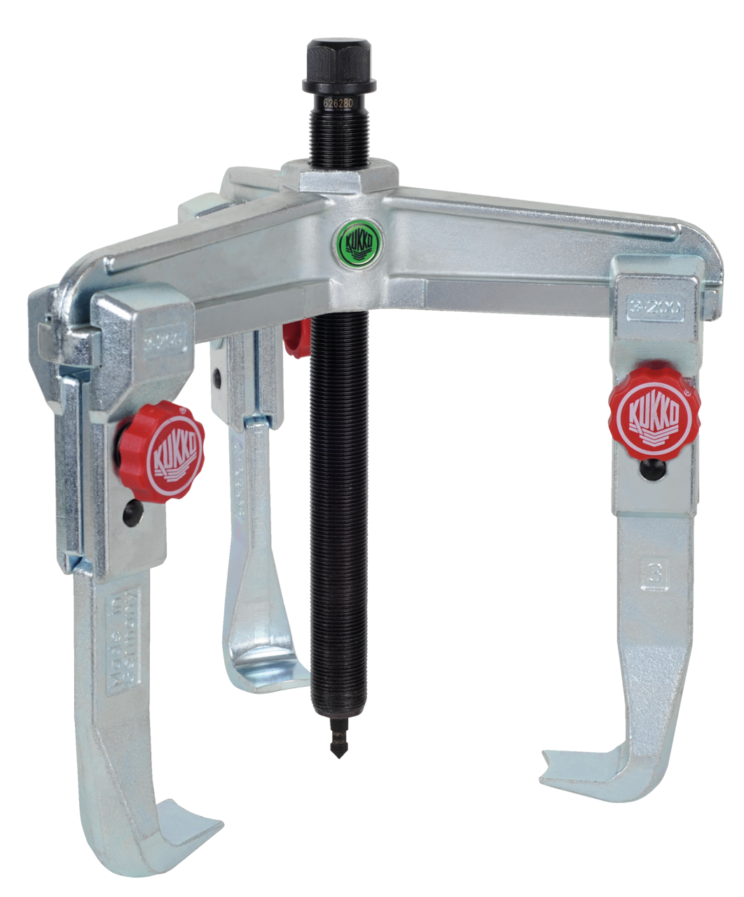 kukko 30-3+ 3-arm universal puller 250 x 200 mm with quick adjustable trigger hooks for pulling bearings, gears, and discs in all common sizes for craft, workshop, and industry