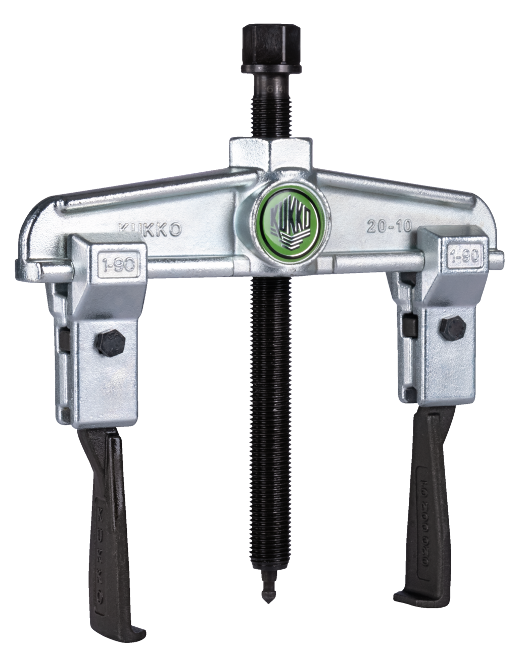 kukko 20-1-s-t 2-arm universal puller 90 x 100 mm with extremely narrow puller hooks for safe removal of transmission gears, bearings, sprockets, synchronizer bodies, and similar components