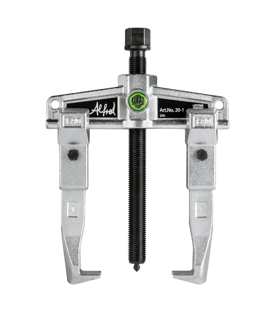 kukko 20-1 2-jaw universal puller, up to 90 mm spread, 100 mm reach for extracting bearings, gears, and discs in all common sizes for crafts, workshops, and industry