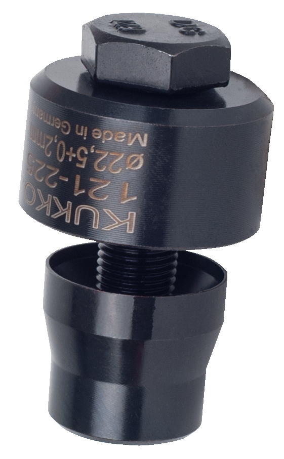kukko 121-225 screw punch ø 22.5 mm for uniformly punching plastic support rods for distance sensors as well as for stamping holes in thin-w