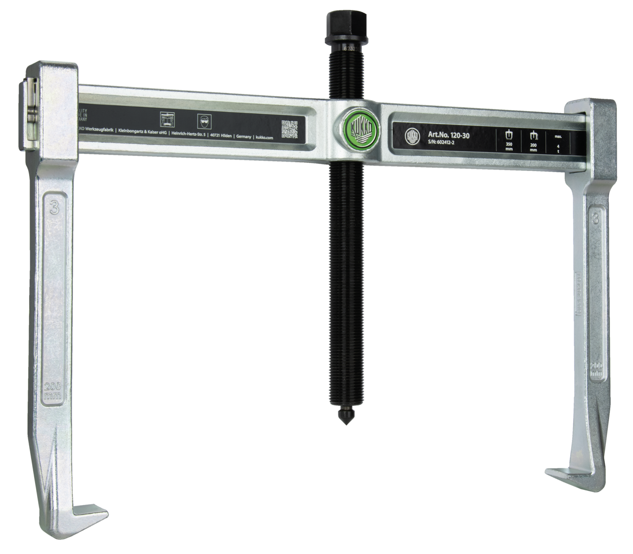 kukko 120-30 2-arm universal puller "vario" 350 x 200 mm with spring-loaded end safety device for crafts, workshops, and industry