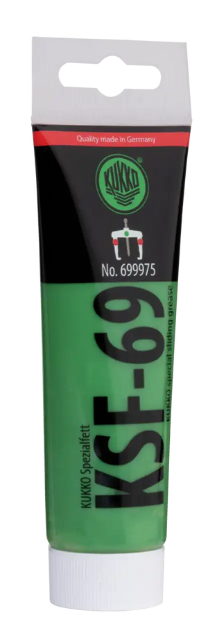 Green tube of KUKKO KSF-69 special sliding grease for industrial tools and maintenance