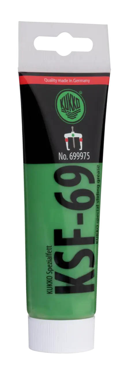 Green tube of KUKKO KSF-69 special sliding grease for industrial tools and maintenance