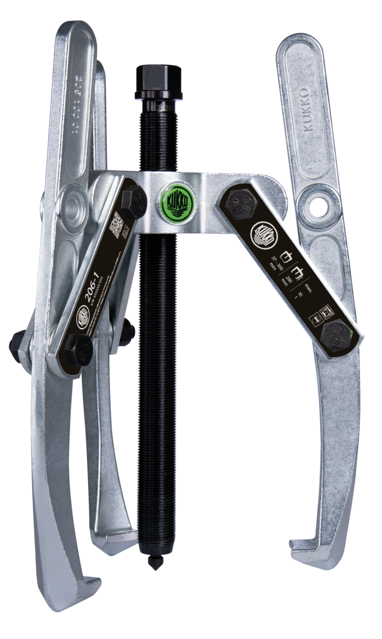 kukko 206-1 heavy duty, 3-armed lug puller 300 x 280 mm with oscillating and height-adjustable puller legs for centric extraction of large bearings, gears, and discs in all common sizes for crafts, workshops, an