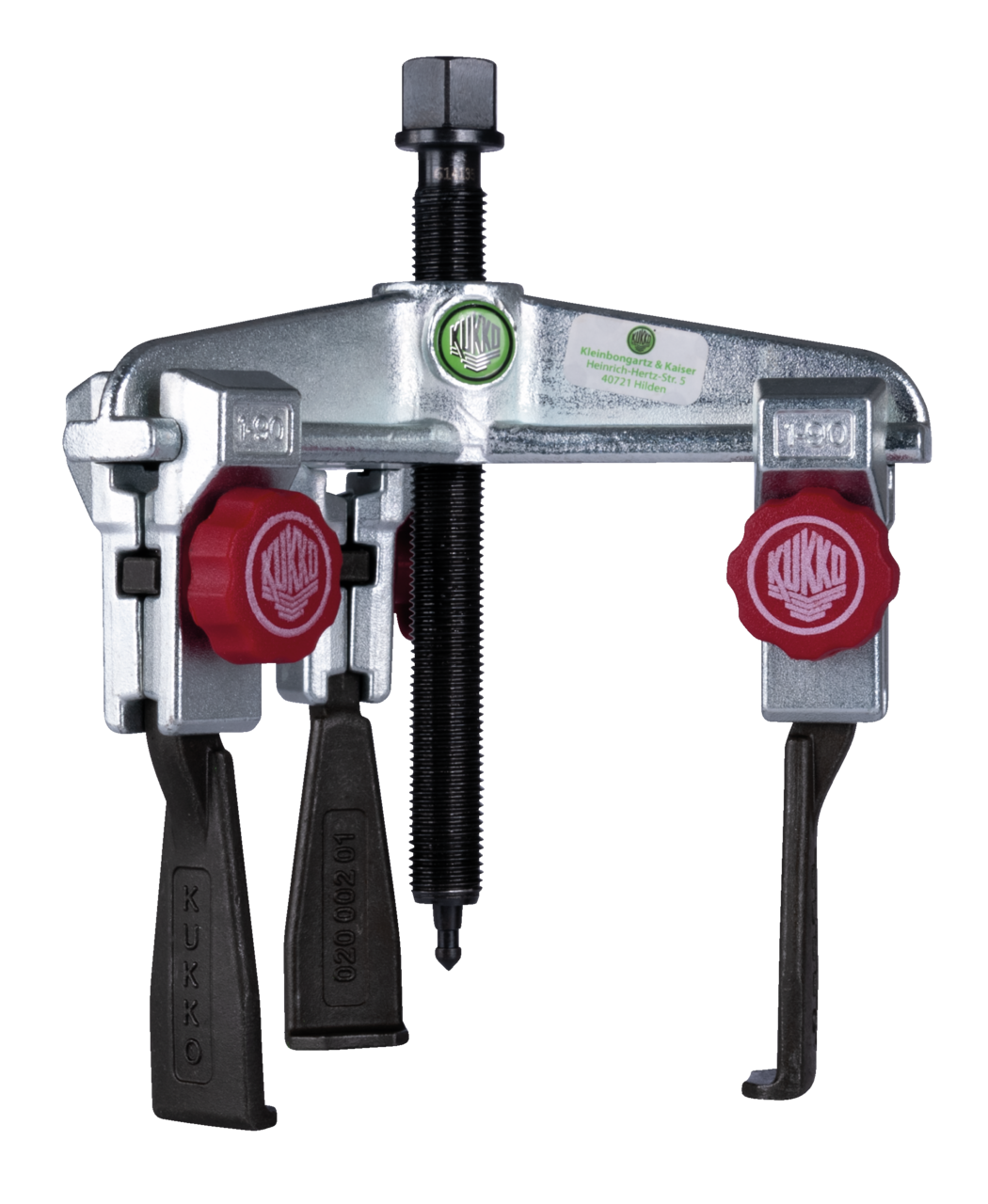 kukko 30-10+s-t 3-arm universal puller 120 x 100 mm with extremely narrow, quick-adjustable trigger hooks for safe and user-friendly removal of gearbox gears, bearings, pinions, synchronizers, and similar compo