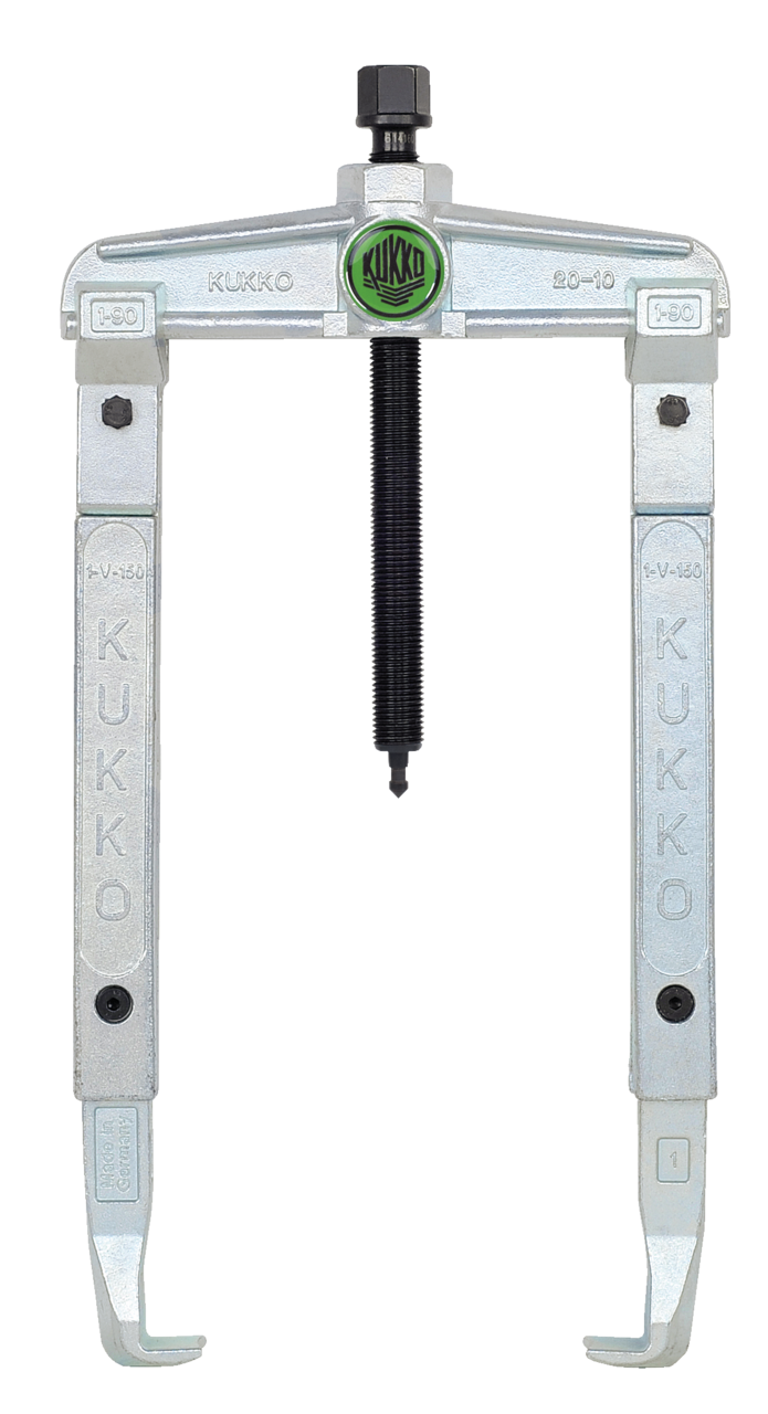 kukko 20-10-25 2-jaw universal puller, up to 120 mm spread, 250 mm reach with extended extractor jaws for pulling out deeply seated bearings, gears, and disks in all common sizes for crafts, workshops, and
