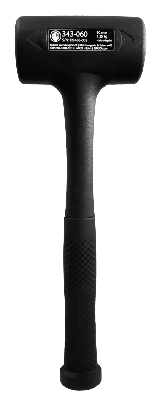 kukko 343-060 shockproof soft-face hammer made of nitrile rubber 60 mm for assembly, repair, and maintenance work on sensitive materials that must not be damaged