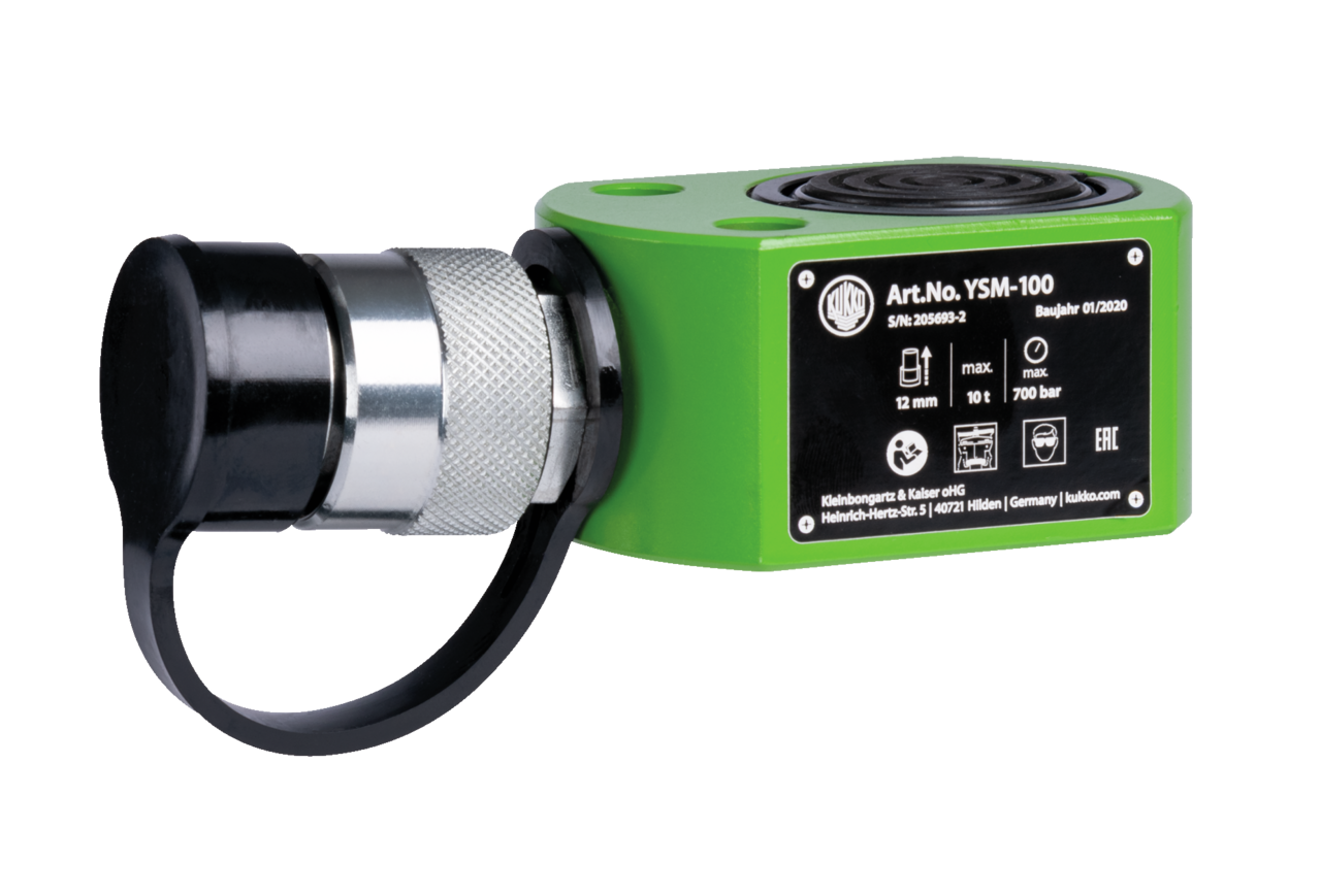 kukko ysm-100 hub cylinder with max. {8600} t tension force for a force-saving and versatile operation even in difficult pulling situations or when a lot of force i