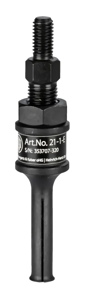 Industrial tool part with threaded bolt and labeled black body, used for power transmission applications.