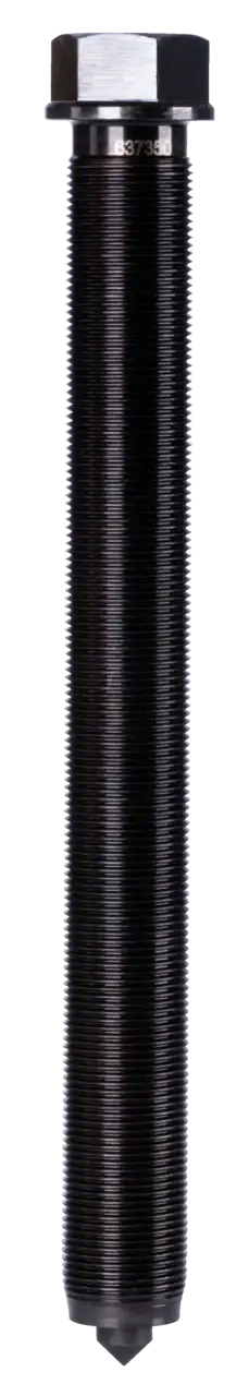 Black threaded industrial shock absorber with hex nut, shop tool equipment