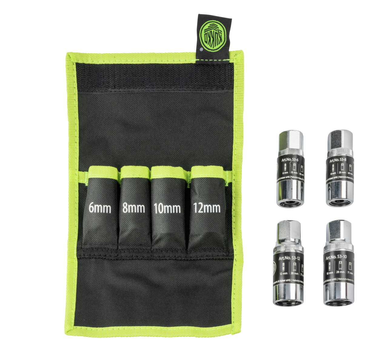 kukko 53-a stud extractor set for tight spaces ø 6, 8, 10, 12 mm mm for extracting stud bolts or broken components in automotive and industry applications