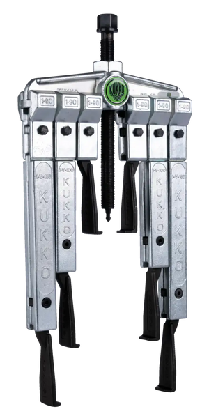 Heavy-duty Kukko gear puller tool with adjustable metal arms for industrial use