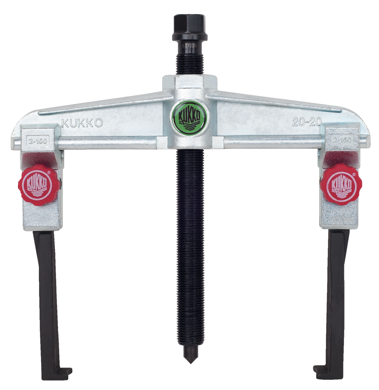 kukko 20-20+s 2-arm universal puller 200 x 150 mm with narrow, quick-adjustable puller hooks for safe and user-friendly removal of bearings, gears, and discs in all common sizes for craft, workshop