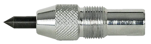 Metal center punch tool with knurled grip and black pointed tip for marking surfaces