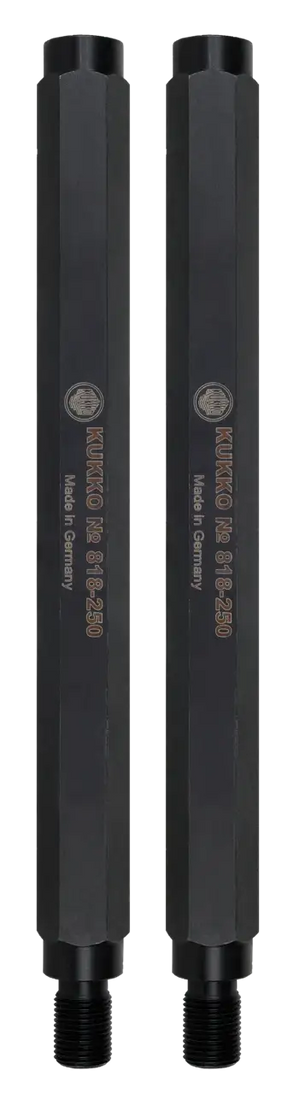 Pair of Kukko hexagonal industrial extension rods, threaded ends, black finish