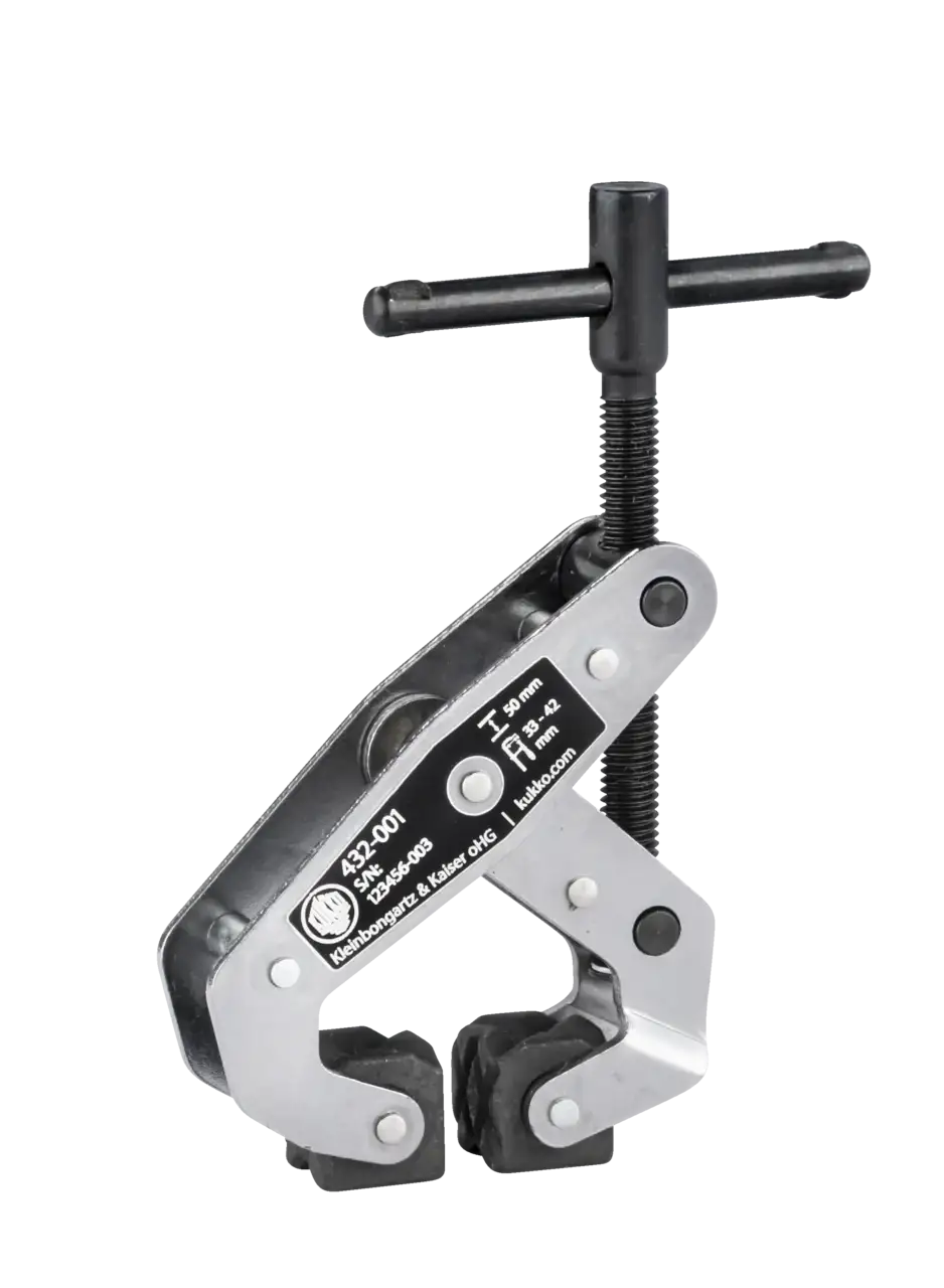 Adjustable steel beam clamp with screw handle for industrial lifting and rigging