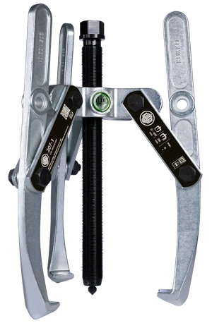 Three-jaw gear puller tool with metal arms for industrial mechanical use