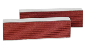 Industrial red segmented rectangular felt wiper blocks with metal backing