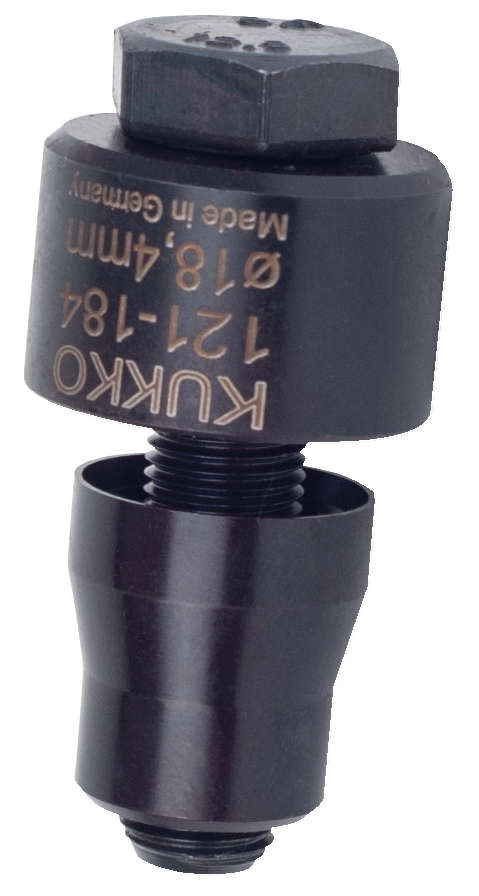 kukko 121-184 screw punch ø 18.4 mm for uniformly punching plastic support rods for distance sensors as well as for stamping holes in thin-w