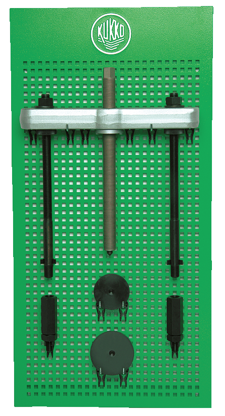 kukko wt-031 puller set  commercial vehicle  axle for axles at commercial vehicles is a wall panel stocked with suitable tools for application and storage