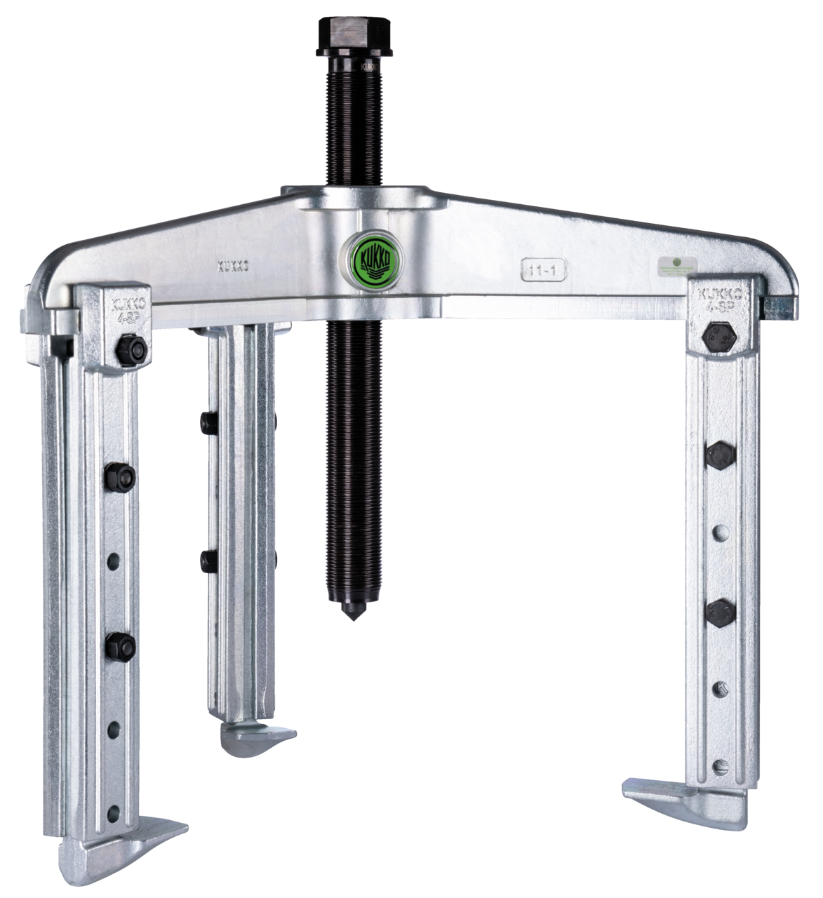 kukko 11-1-av extra strong 3-arm universal puller 520 x 300-500 mm with adjustable clamping depth for removing heavy bearings, gears, and discs in all common sizes for craft, workshop, and industry