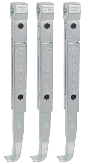 Set of three metal Kukko puller arms for industrial tool applications