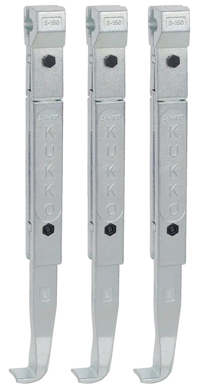 Set of three metal Kukko puller arms for industrial tool applications